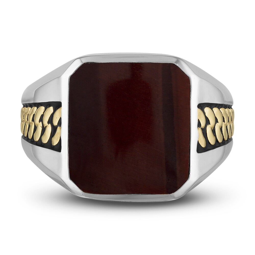 1933 by Esquire Men\'s Natural Chalcedony Ring 14K Two-Tone Gold/Sterling Silver SbwvMghf