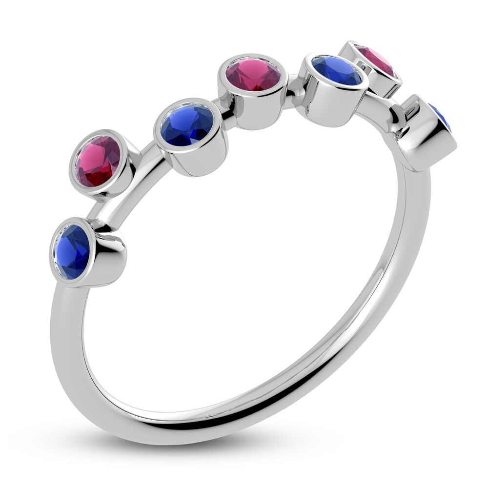 Juliette Maison Natural Blue Sapphire & Natural Rhodolite Garnet Ring 10K White Gold ScVRv6Y8