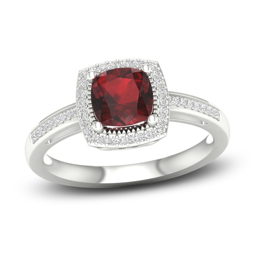 Natural Garnet & Lab-Created White Sapphire Ring Sterling Silver Sih2eIq1 [Sih2eIq1]