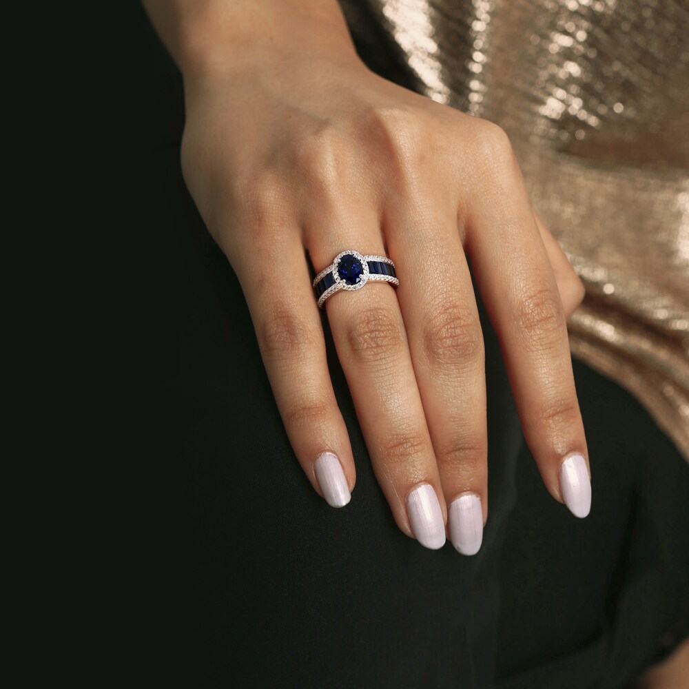 Lab-Created Blue Sapphire & Lab-Created White Sapphire Ring Sterling Silver SkBBphbO