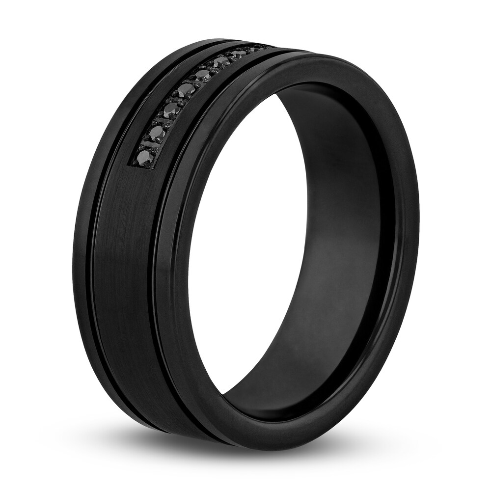 Black Diamond Wedding Band 1/10 ct tw Round Black Tungsten 8mm SnLJjTRW