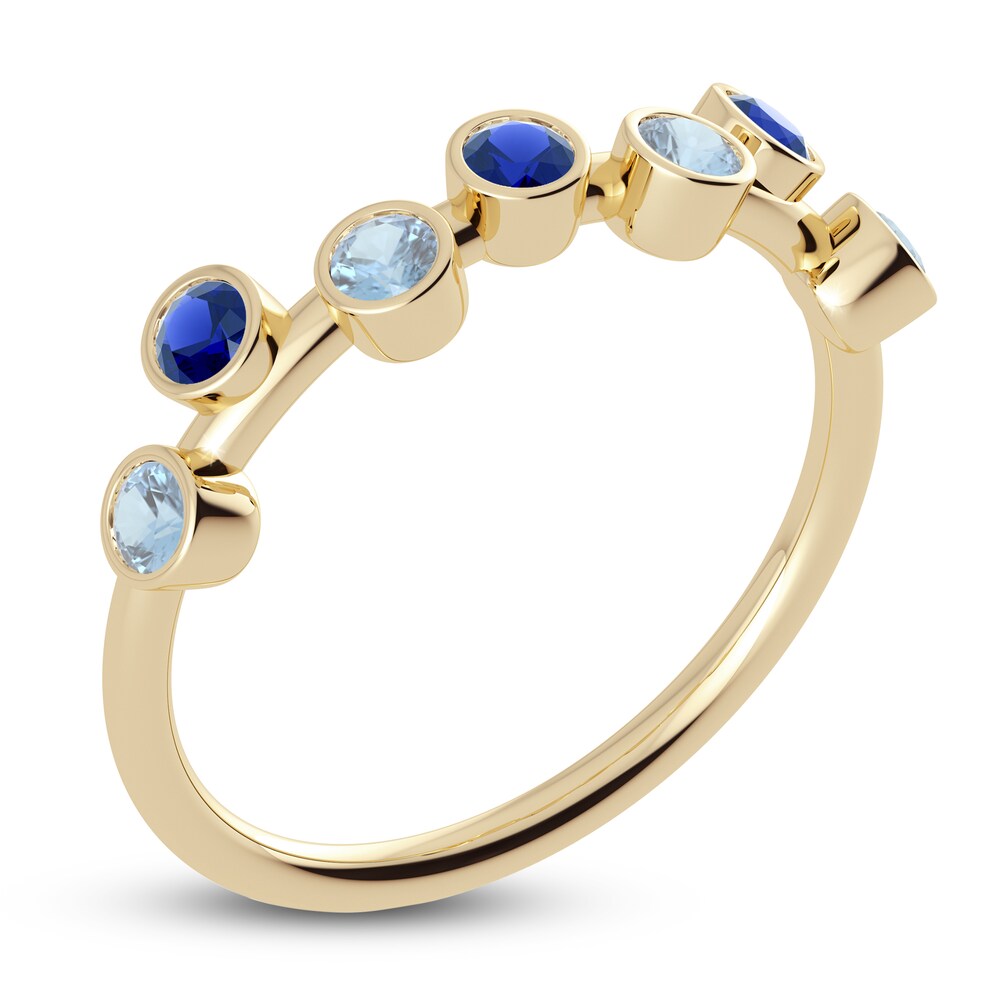 Juliette Maison Natural Blue Sapphire & Natural Aquamarine Ring 10K Yellow Gold Son446lg