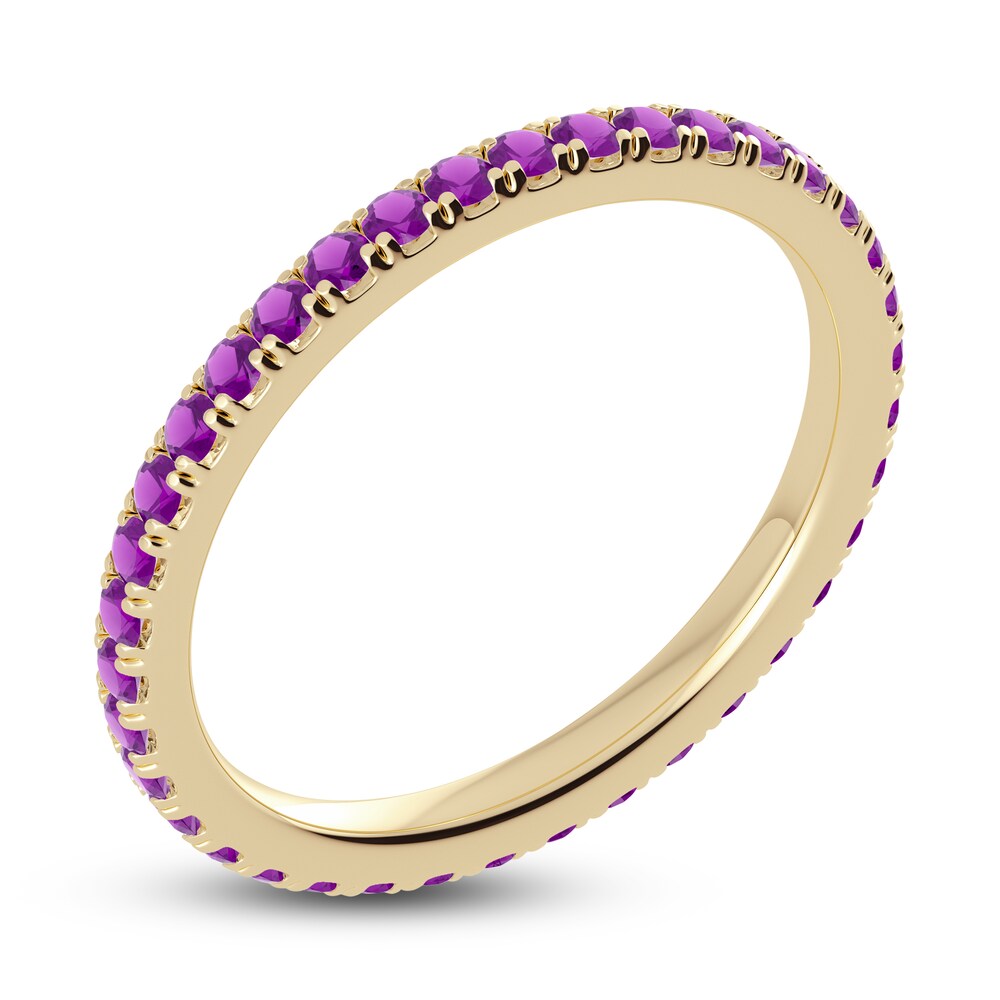 Juliette Maison Natural Amethyst Eternity Ring 10K Yellow Gold St0klrTv