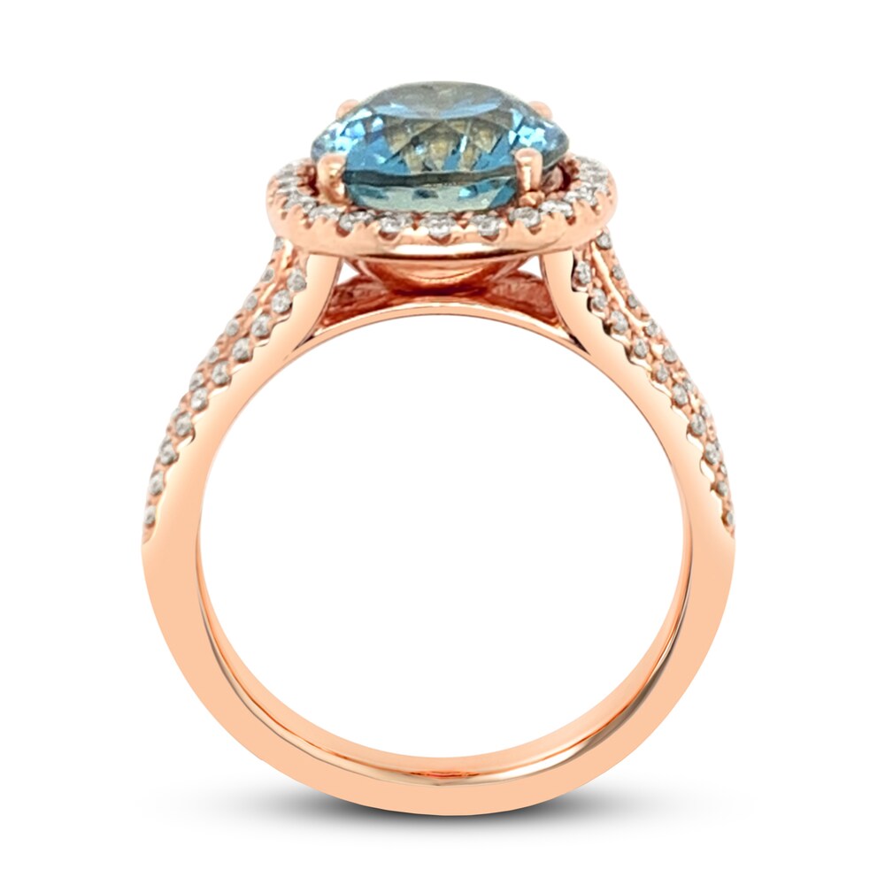 Le Vian Natural Aquamarine Ring 5/8 ct tw Diamonds 18K Strawberry Gold SwD0bQ33