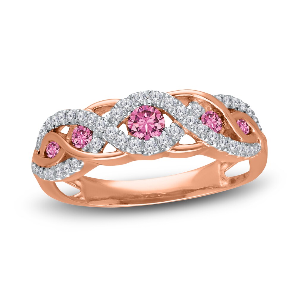 Kallati Natural Pink Sapphire Ring 1/4 ct tw Diamonds 14K Rose Gold T1JnENwv