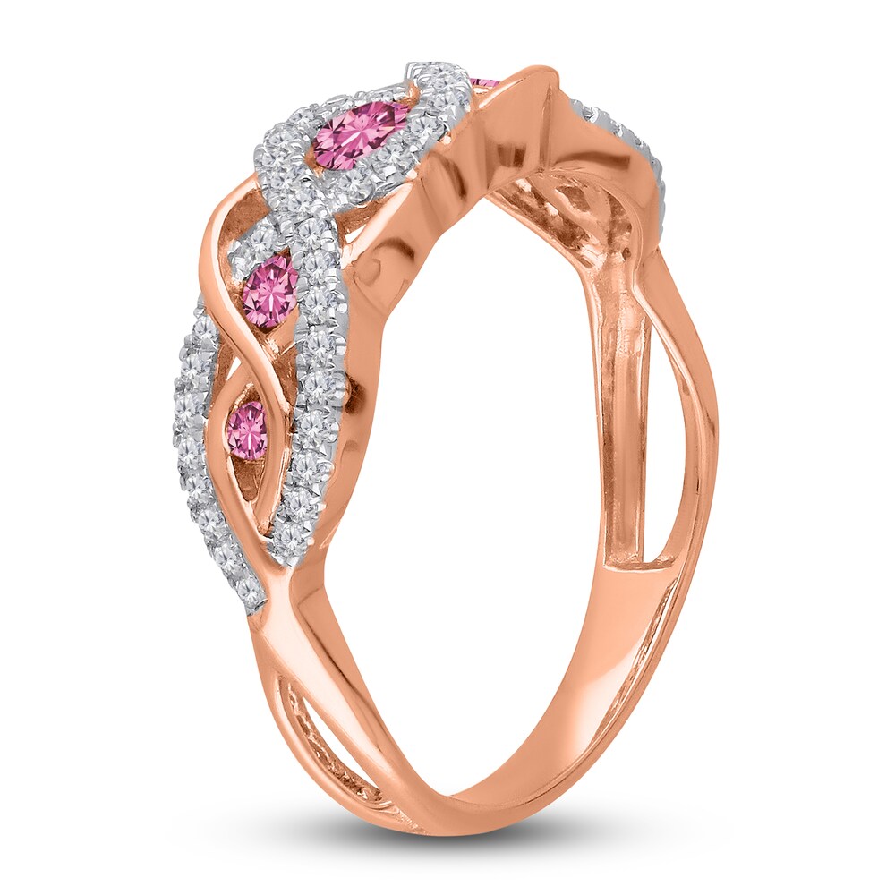 Kallati Natural Pink Sapphire Ring 1/4 ct tw Diamonds 14K Rose Gold T1JnENwv