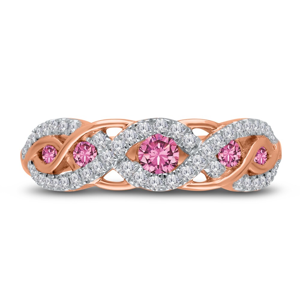 Kallati Natural Pink Sapphire Ring 1/4 ct tw Diamonds 14K Rose Gold T1JnENwv