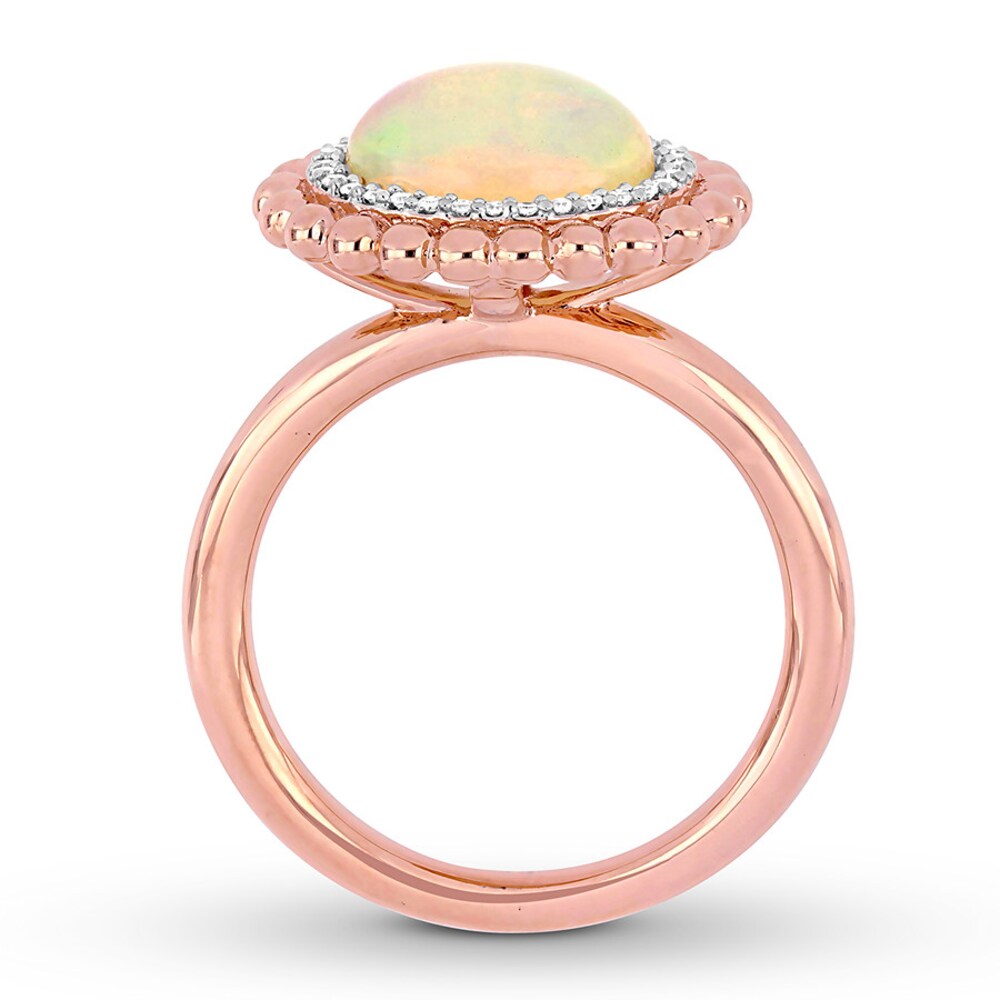 Natural Opal Ring 1/10 carat tw Diamonds 14K Rose Gold T3hWX1vN