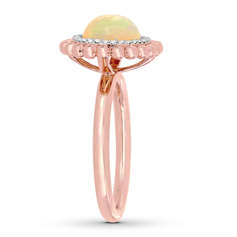 Natural Opal Ring 1/10 carat tw Diamonds 14K Rose Gold T3hWX1vN