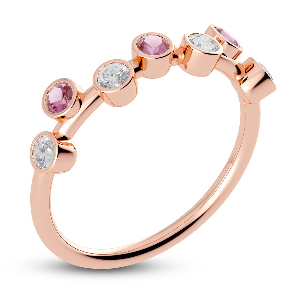 Juliette Maison Natural Pink Tourmaline & Natural White Sapphire Ring 10K Rose Gold TDt7F1AI