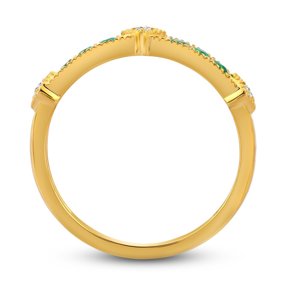 Natural Emerald Ring 1/20 ct tw Diamonds 14K Yellow Gold THkvrnoA