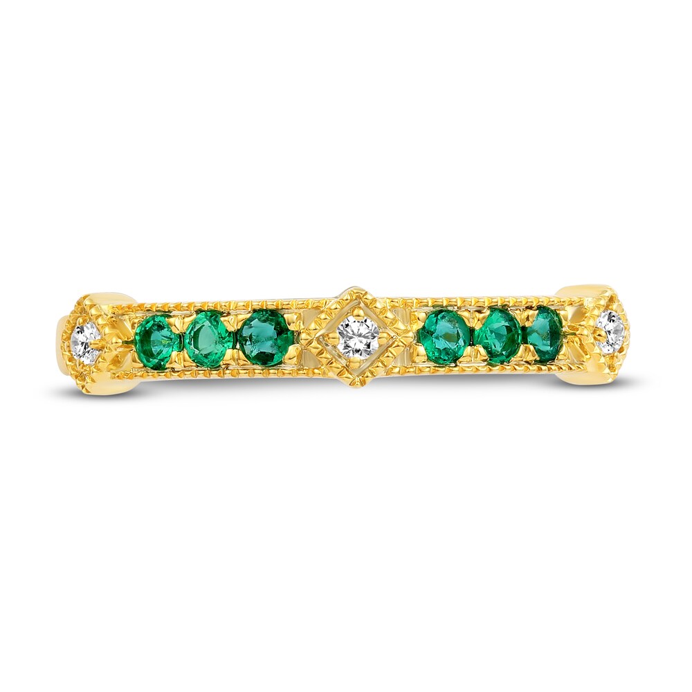 Natural Emerald Ring 1/20 ct tw Diamonds 14K Yellow Gold THkvrnoA