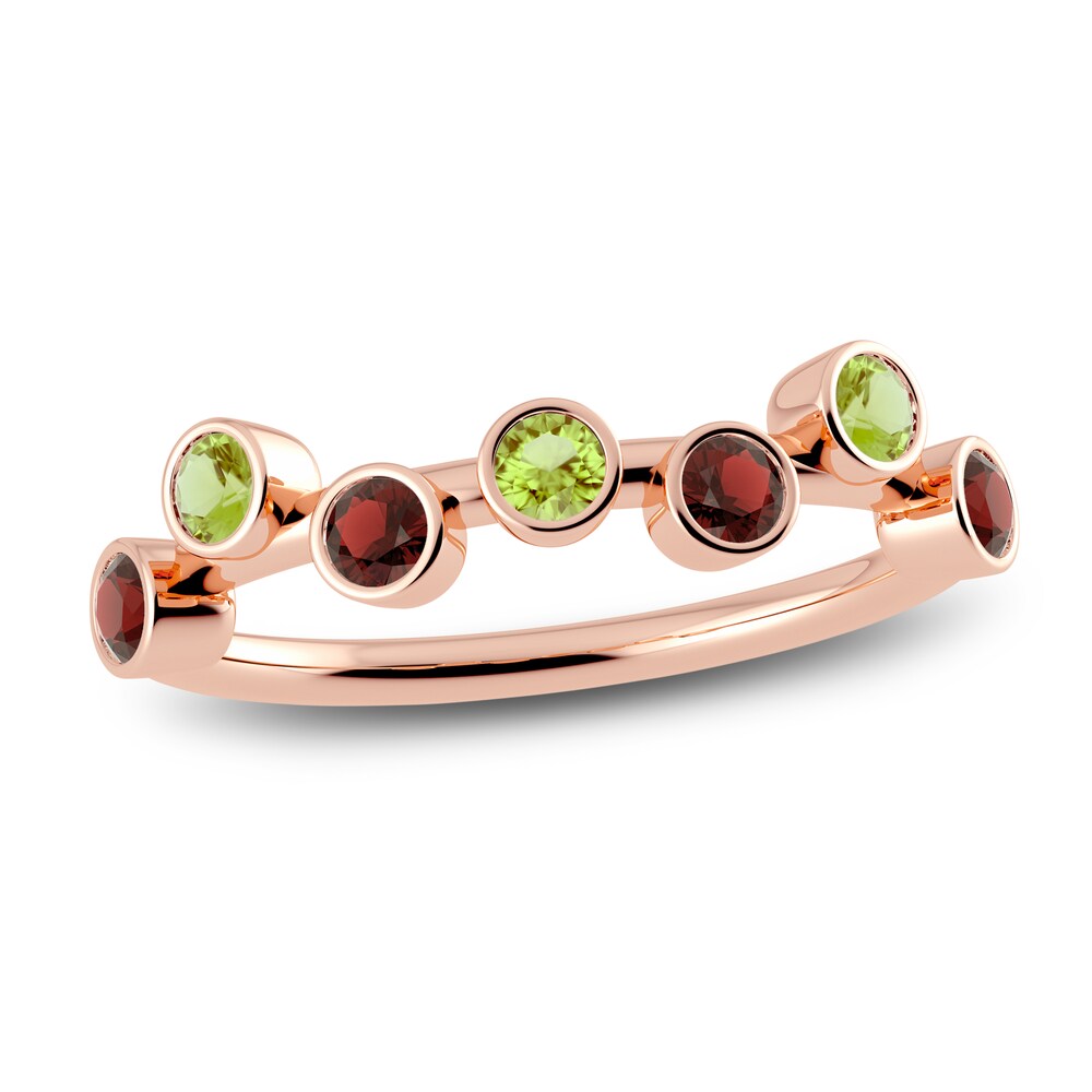 Juliette Maison Natural Garnet & Natural Peridot Ring 10K Rose Gold TRWJwYmg [TRWJwYmg]