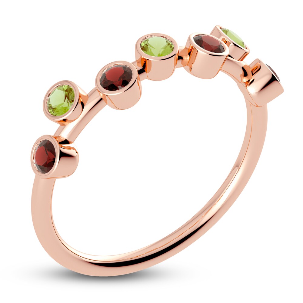 Juliette Maison Natural Garnet & Natural Peridot Ring 10K Rose Gold TRWJwYmg