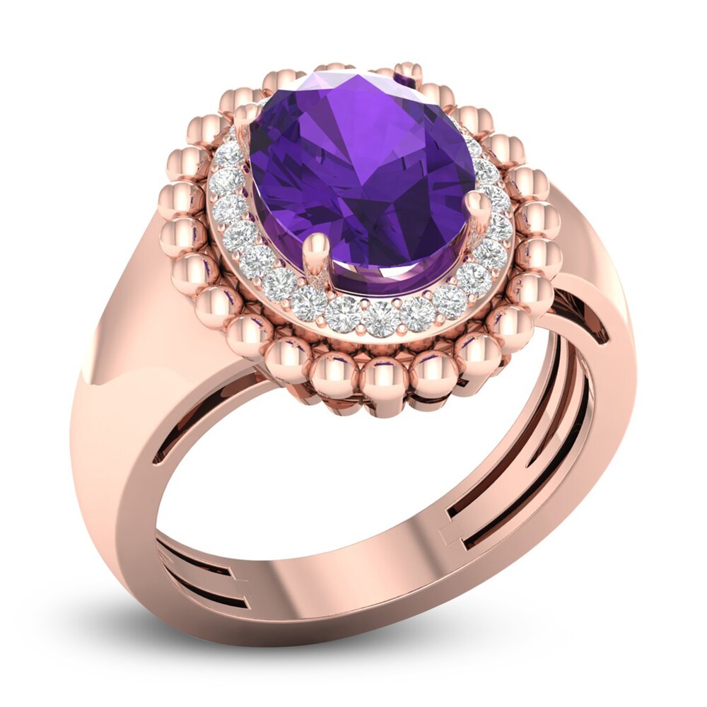 Natural Amethyst Ring 1/6 ct tw Diamonds 14K Rose Gold TSqTKGKf