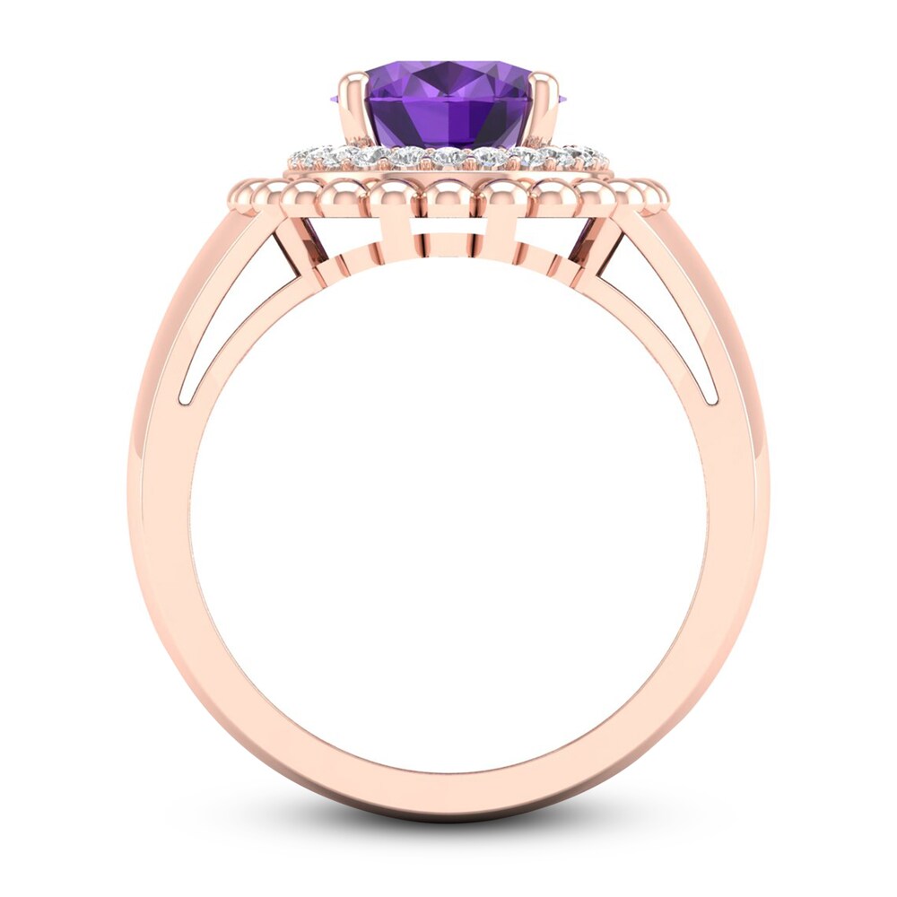 Natural Amethyst Ring 1/6 ct tw Diamonds 14K Rose Gold TSqTKGKf