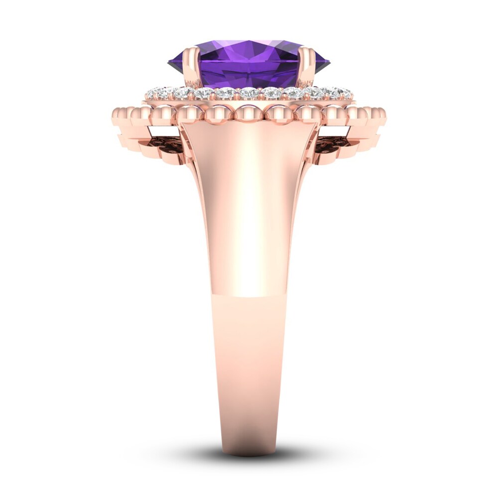 Natural Amethyst Ring 1/6 ct tw Diamonds 14K Rose Gold TSqTKGKf