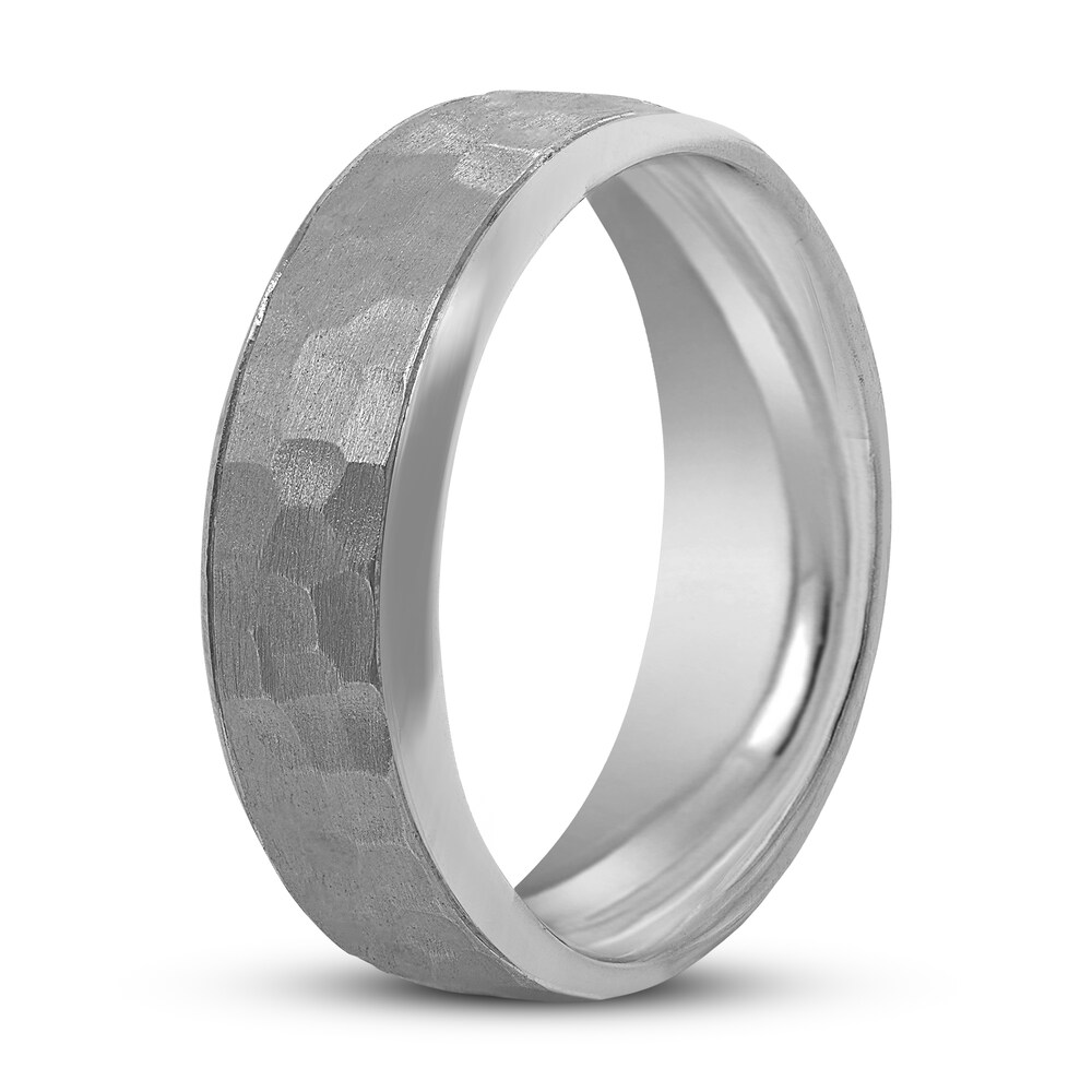 Men\'s Beveled Wedding Band 14K White Gold 7mm TXzTmkXn