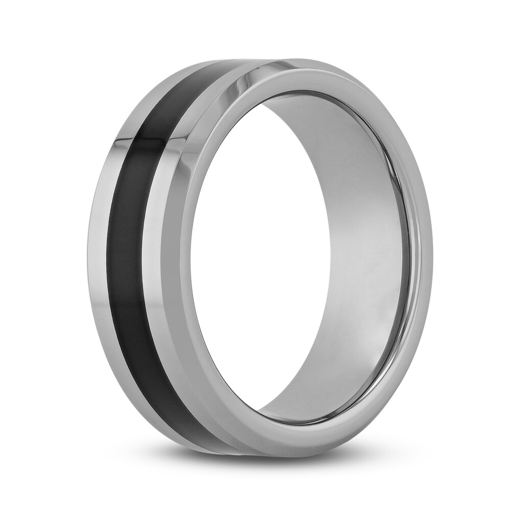 Wedding Band Black Tungsten 8.0mm TbMucdk3