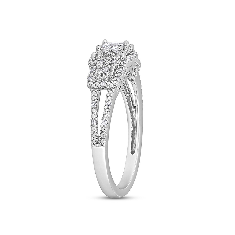 Diamond Ring 1/6 ct tw Princess/Round Sterling Silver TlaGSfaa