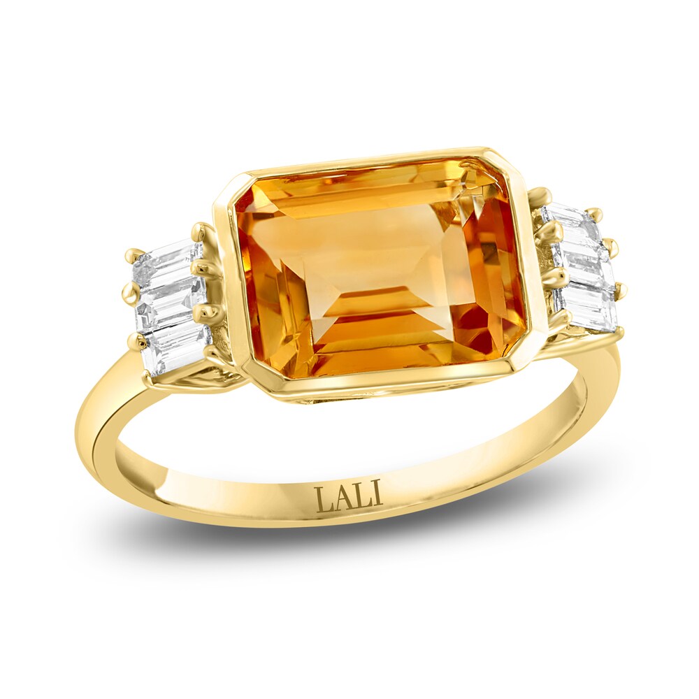 LALI Jewels Natural Citrine Ring 1/3 ct tw Diamonds 14K Yellow Gold U5Fyqa6I [U5Fyqa6I]