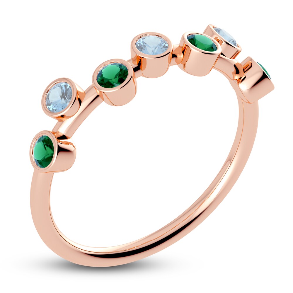 Juliette Maison Natural Aquamarine & Natural Emerald Ring 10K Rose Gold UCPm08v9