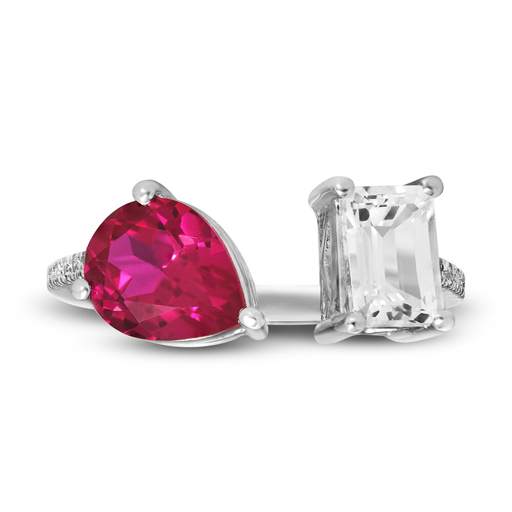 Lab-Created Ruby & Lab-Created White Sapphire Ring 10K White Gold UFBYoVbH