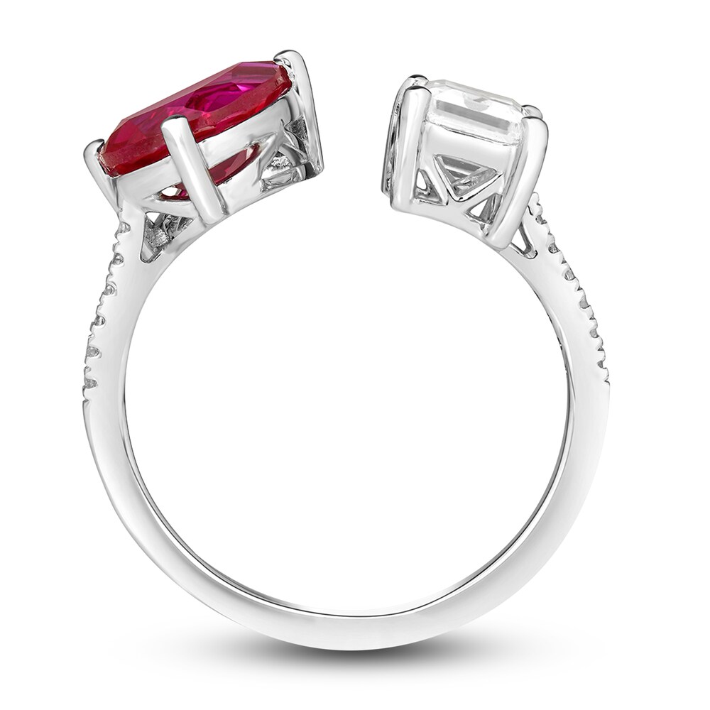 Lab-Created Ruby & Lab-Created White Sapphire Ring 10K White Gold UFBYoVbH