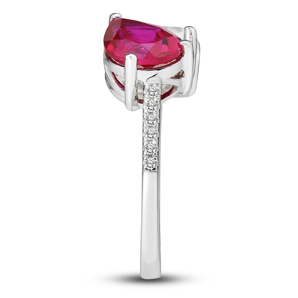 Lab-Created Ruby & Lab-Created White Sapphire Ring 10K White Gold UFBYoVbH