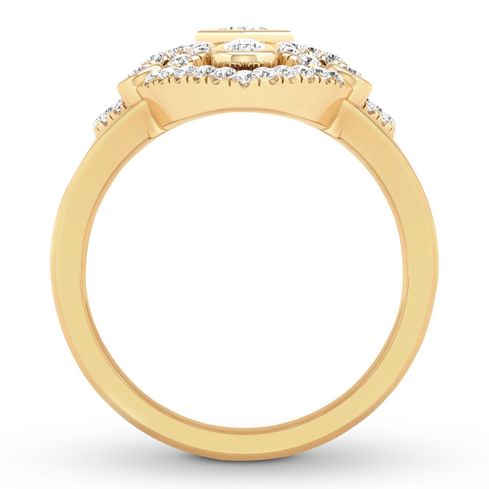 Diamond Ring 3/4 carat tw Princess/Pear-shaped/Round 14K Yellow Gold UU7DXQdi