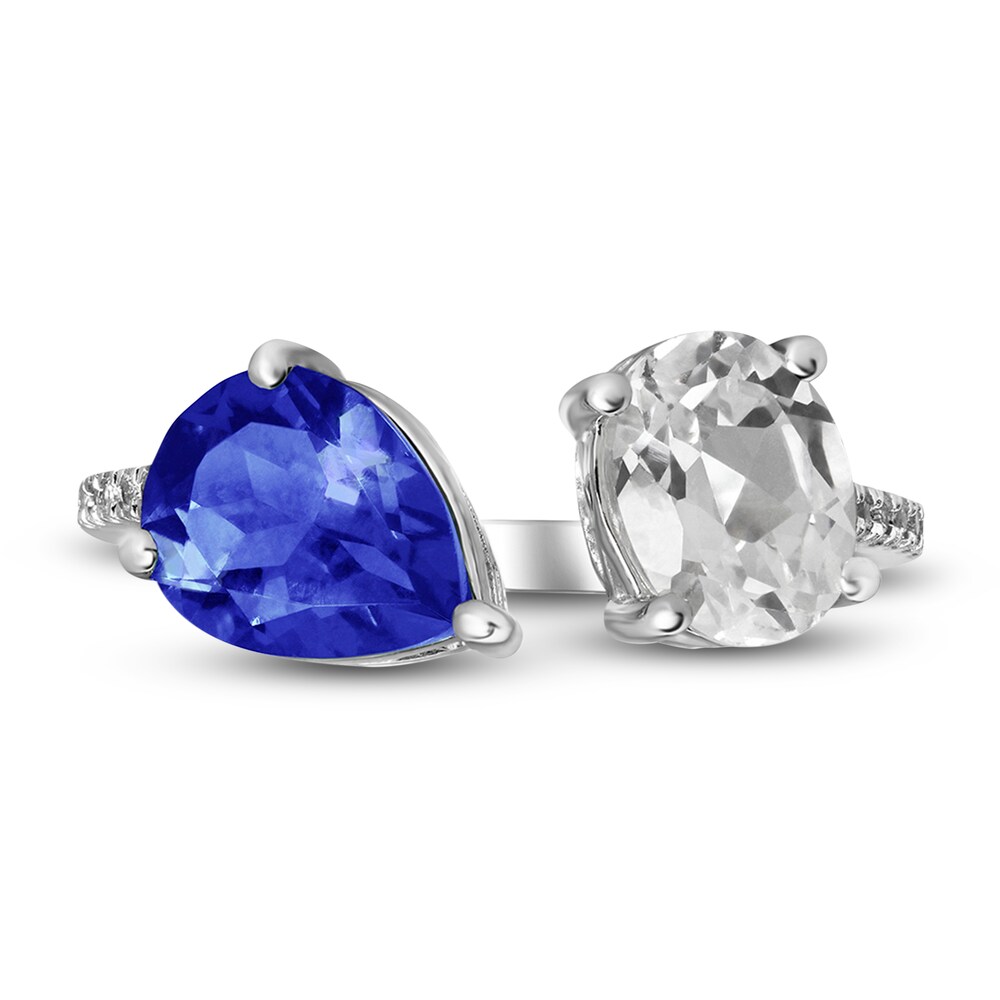 Lab-Created Blue Sapphire & Lab-Created White Sapphire Ring 10K White Gold Una2H146