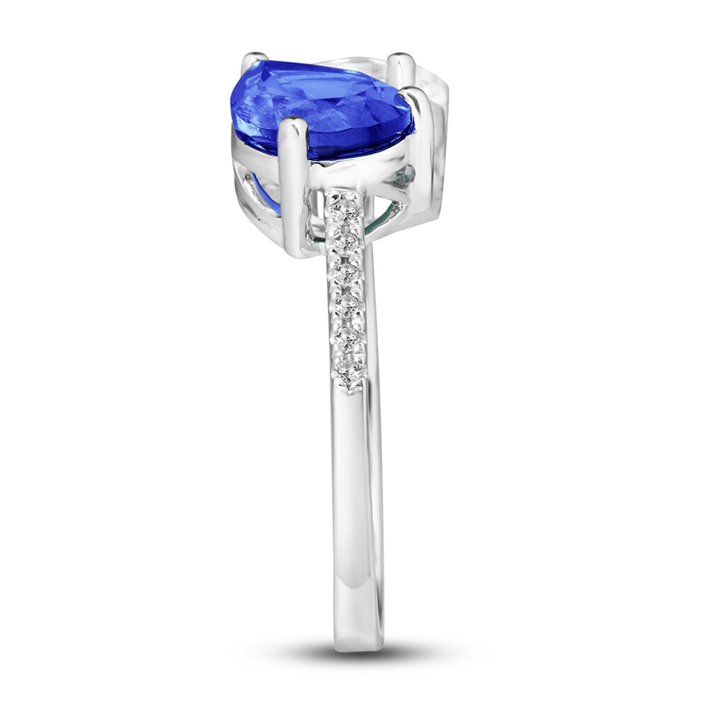 Lab-Created Blue Sapphire & Lab-Created White Sapphire Ring 10K White Gold Una2H146