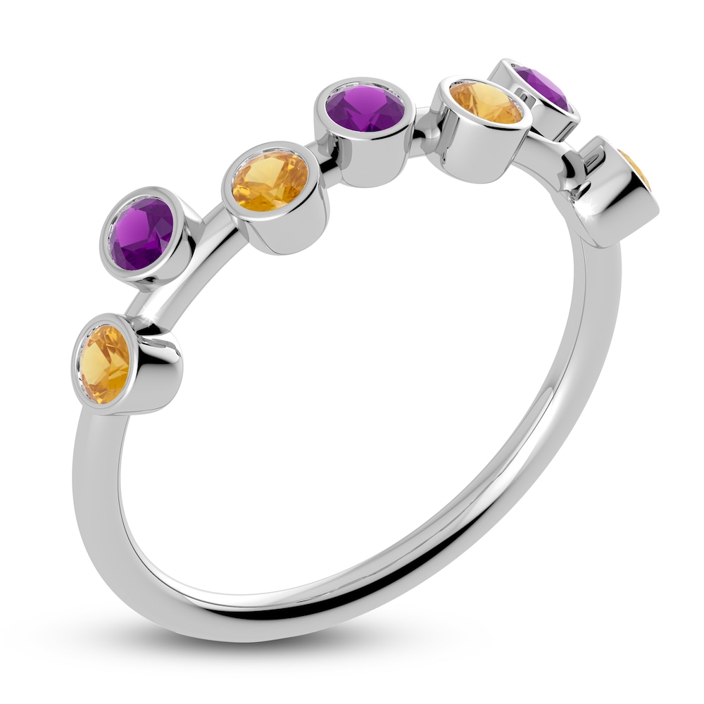 Juliette Maison Natural Amethyst & Natural Orange Citrine Ring 10K White Gold UoUxqgRb