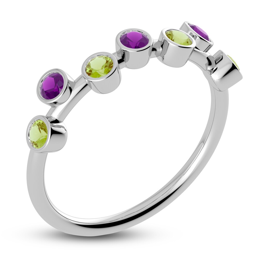 Juliette Maison Natural Peridot & Natural Amethyst Ring 10K White Gold Up8pTZhF