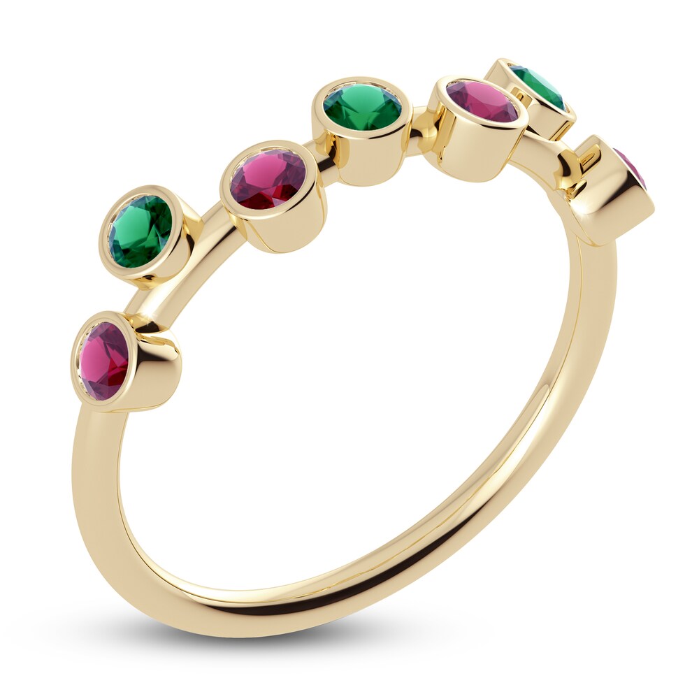 Juliette Maison Natural Emerald & Natural Rhodolite Garnet Ring 10K Yellow Gold V0w9smjS