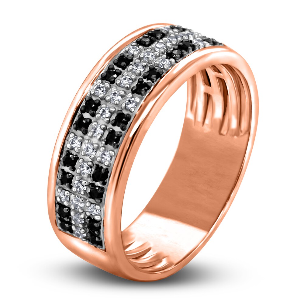 Men\'s Black & White Diamond Anniversary Ring 1/3 ct tw Round 14K Rose Gold V3kfgCEw