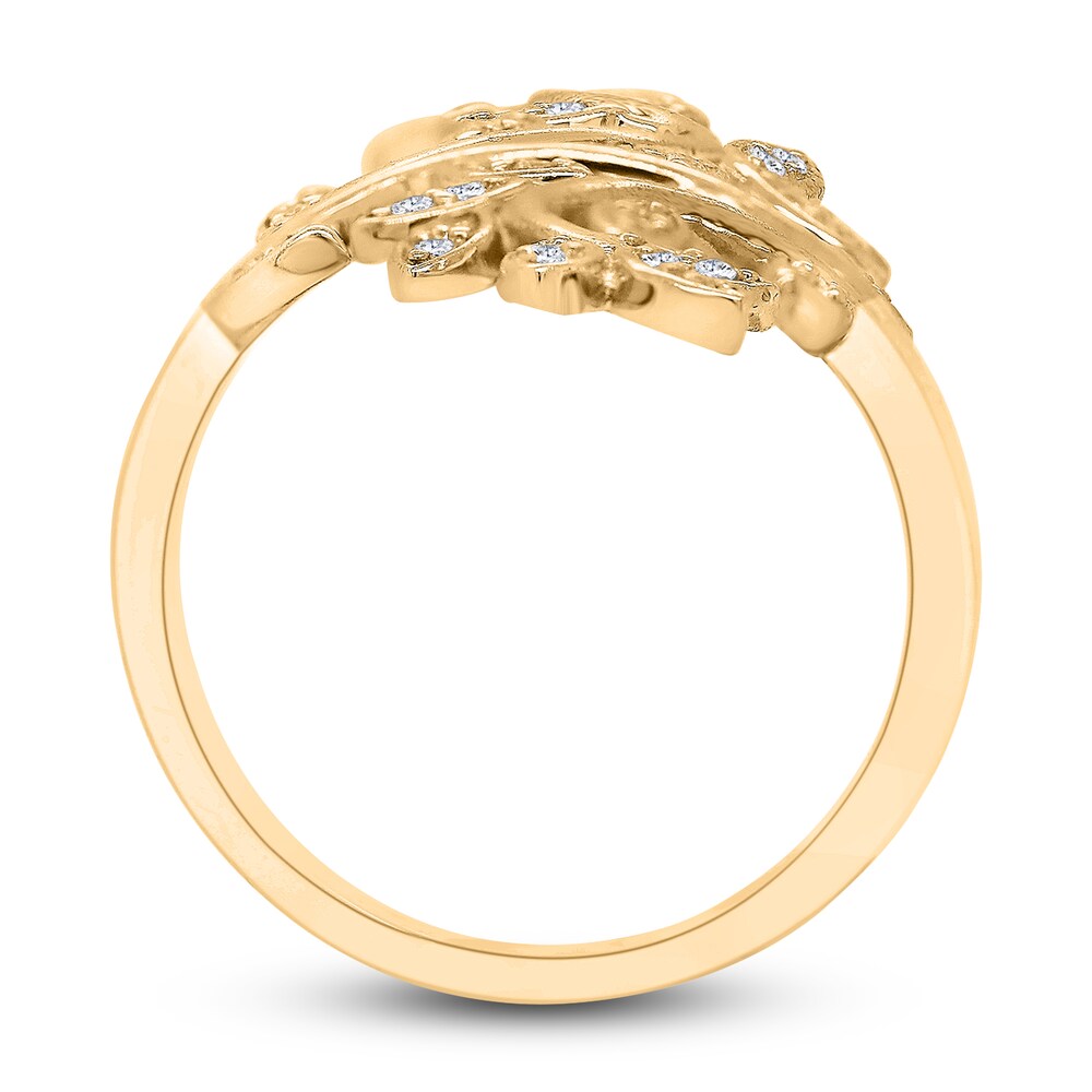 Diamond Floral Ring 1/4 ct tw Round 10K Yellow Gold V6VZNyn3