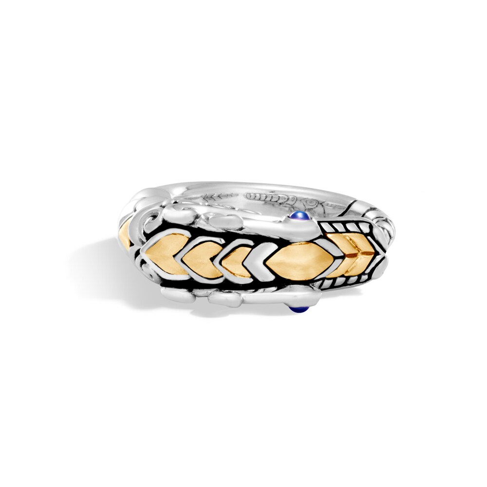 John Hardy Legends Naga Brushed Ring Blue Sapphire Sterling Silver/18K Yellow Gold VBUWteQR