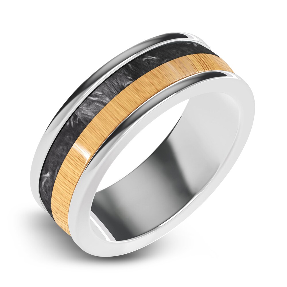 Men\'s Wood Wedding Band White Tungsten/Carbon Fiber 8.0mm VBrm9VAu