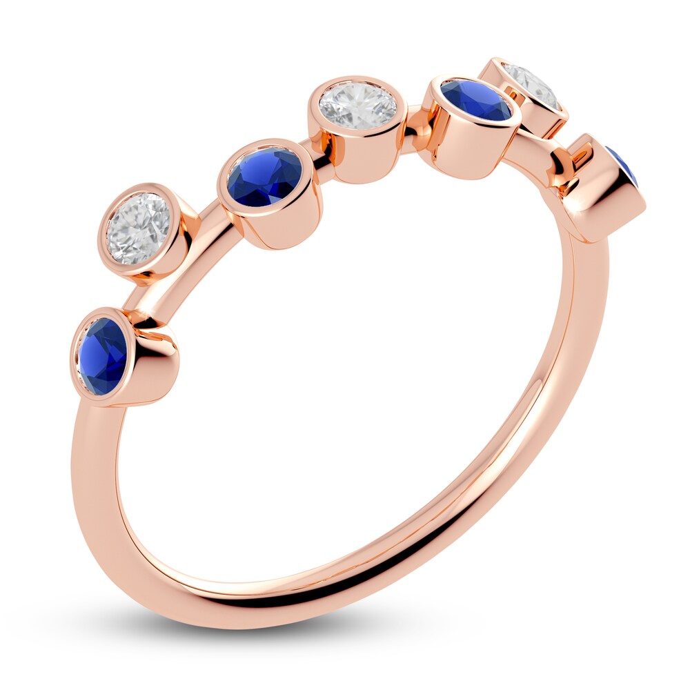 Juliette Maison Natural White Sapphire & Natural Blue Sapphire Ring 10K Rose Gold VC2AAhVX