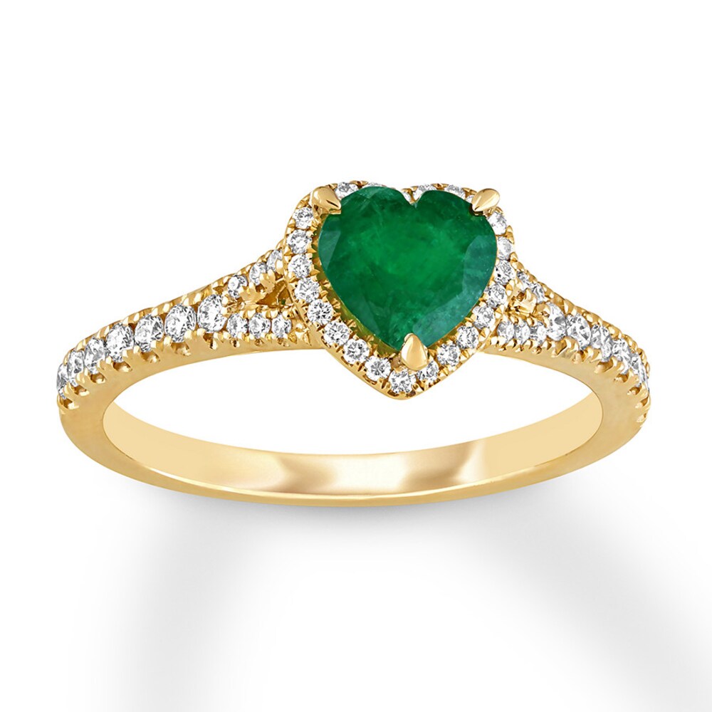 Natural Emerald Ring 1/4 ct tw Diamonds 14K Yellow Gold VCzc1Cw0