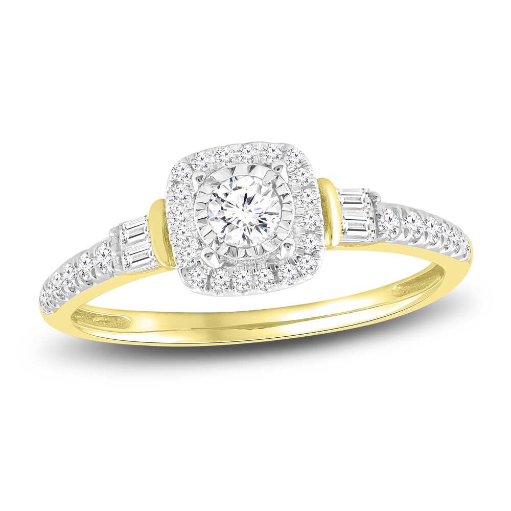 Diamond Ring 3/8 ct tw Round/Baguette 10K Yellow Gold Va0PfHHe [Va0PfHHe]