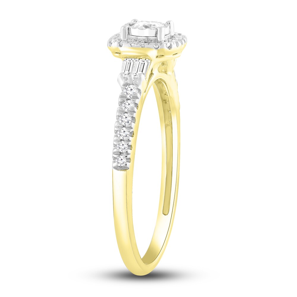 Diamond Ring 3/8 ct tw Round/Baguette 10K Yellow Gold Va0PfHHe