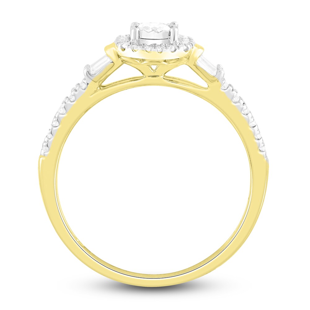 Diamond Ring 3/8 ct tw Round/Baguette 10K Yellow Gold Va0PfHHe