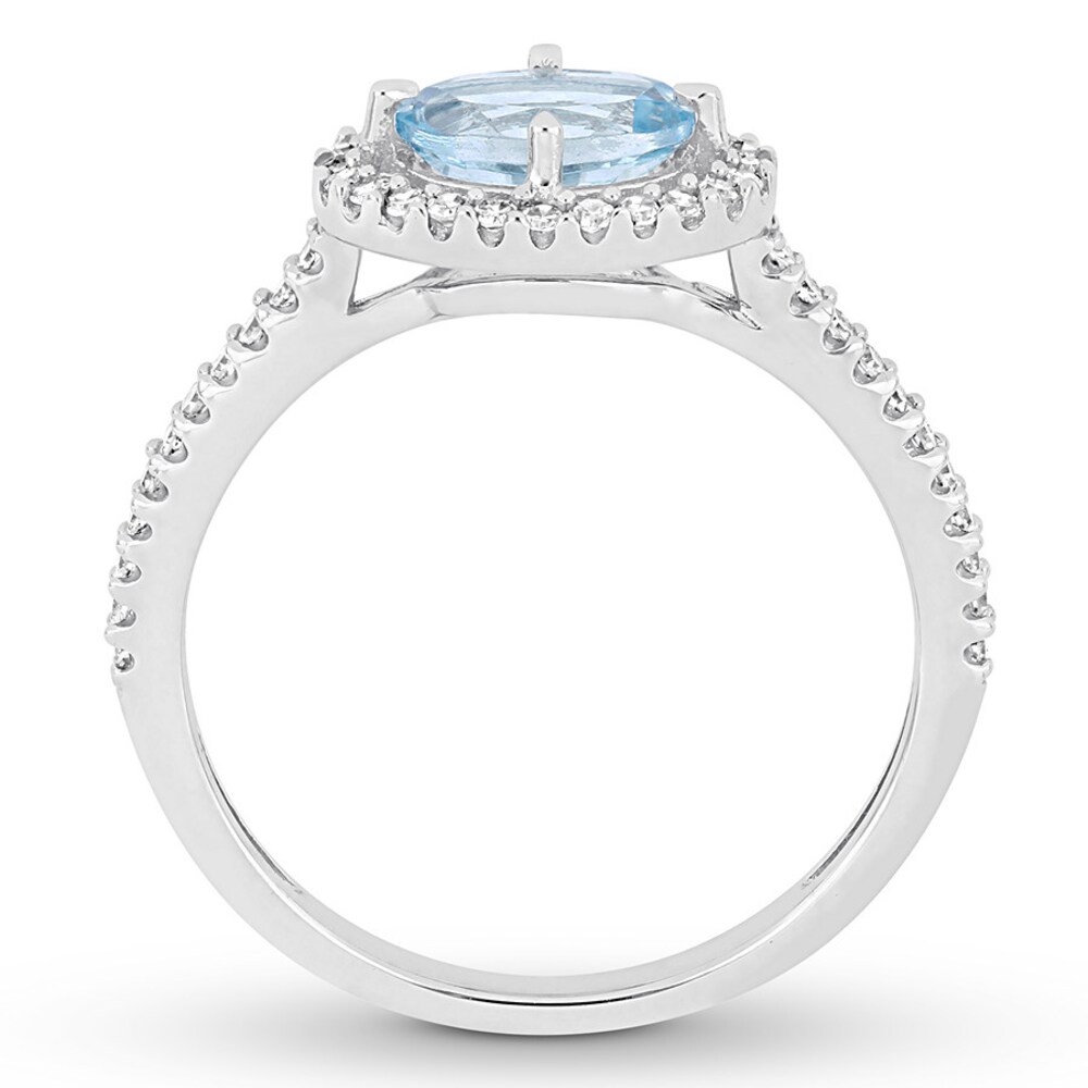 Aquamarine Ring 1/4 carat tw Diamonds 10K White Gold Ve8bx4zl