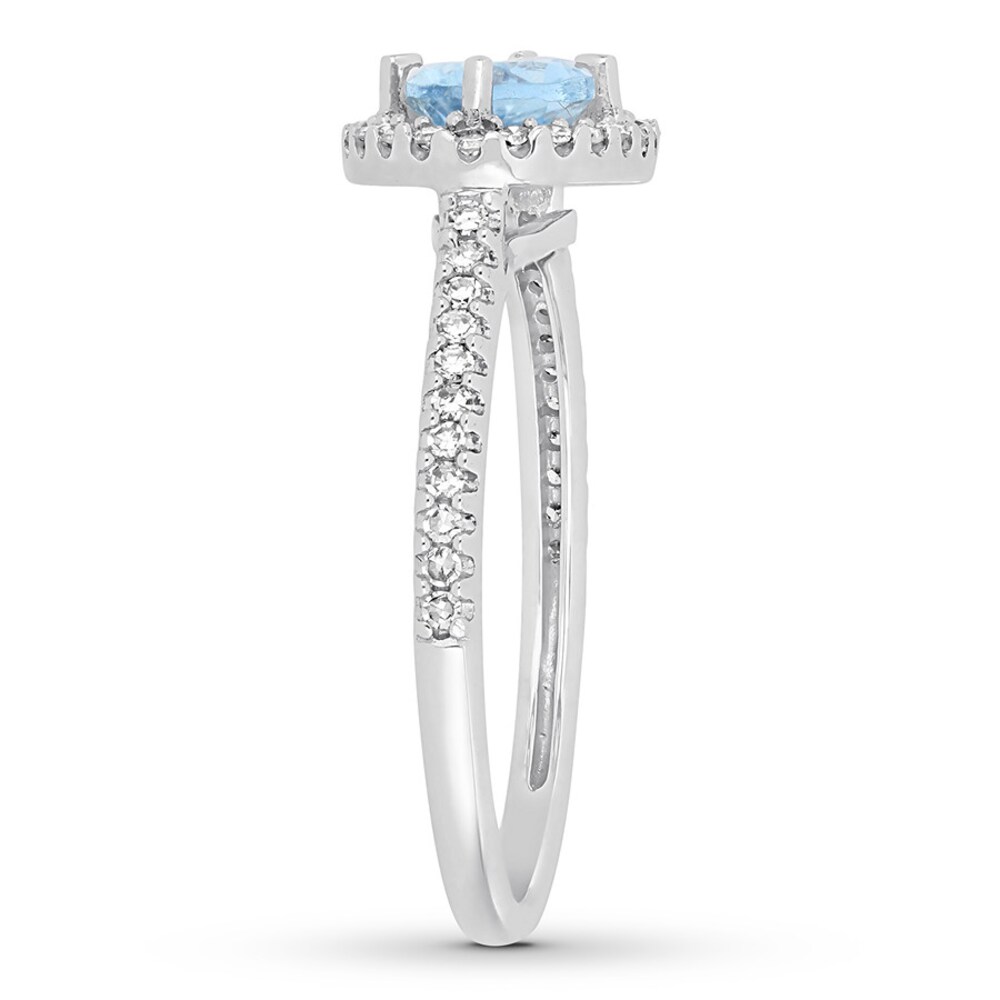 Aquamarine Ring 1/4 carat tw Diamonds 10K White Gold Ve8bx4zl