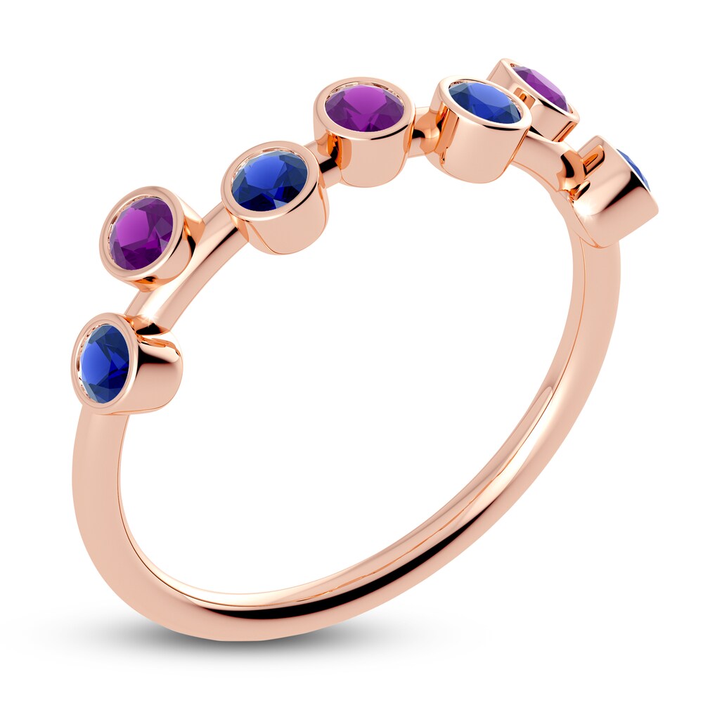 Juliette Maison Natural Amethyst & Natural Blue Sapphire Ring 10K Rose Gold VnsHzzCG