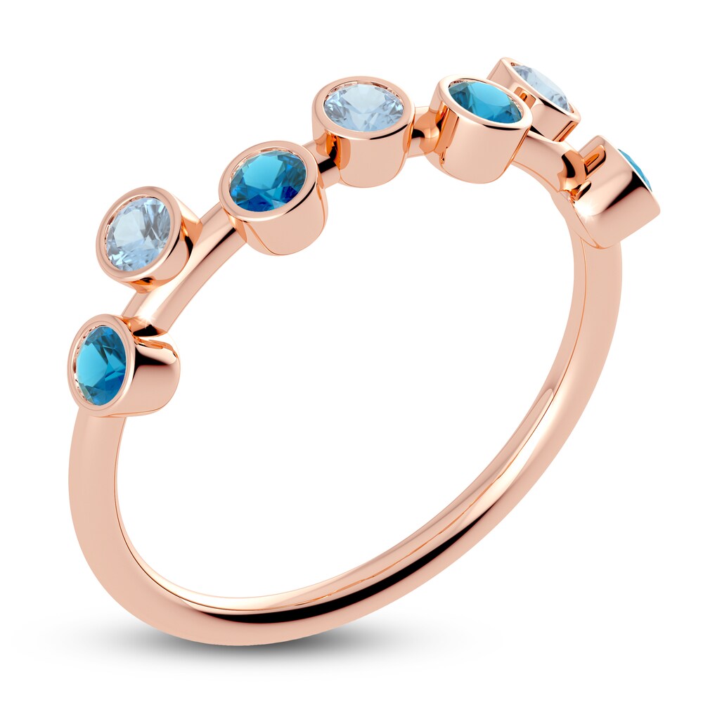 Juliette Maison Natural Aquamarine & Natural Blue Zircon Ring 10K Rose Gold VuyfsDcj