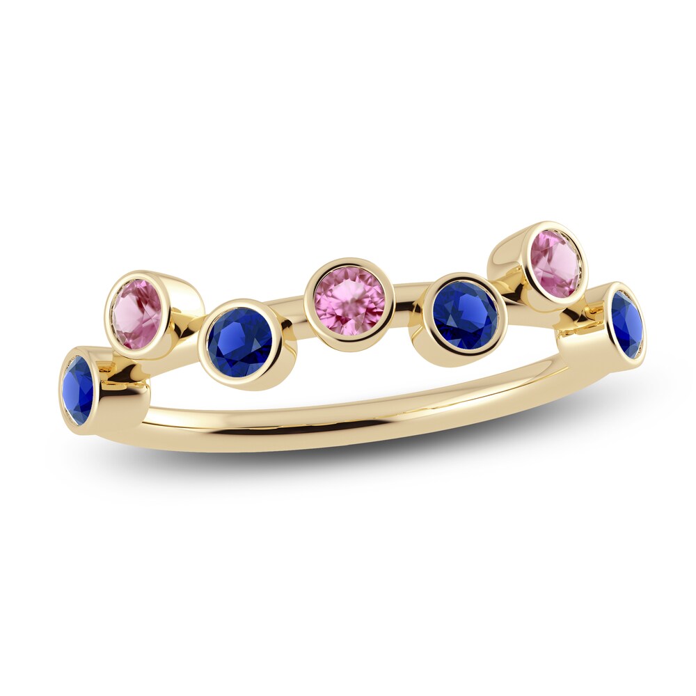 Juliette Maison Natural Blue Sapphire & Natural Pink Tourmaline Ring 10K Yellow Gold VxCUDfra
