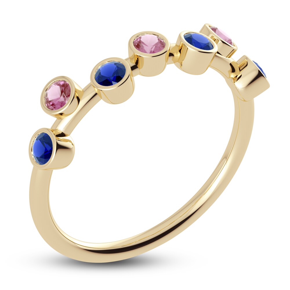 Juliette Maison Natural Blue Sapphire & Natural Pink Tourmaline Ring 10K Yellow Gold VxCUDfra